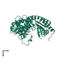 PDB entry 4ysv coloured by chain, top view.