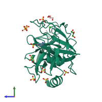 PDB entry 4yta coloured by chain, side view.