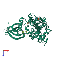 PDB entry 4yth coloured by chain, top view.