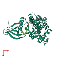 PDB entry 4yti coloured by chain, top view.