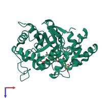 PDB entry 4yu1 coloured by chain, top view.