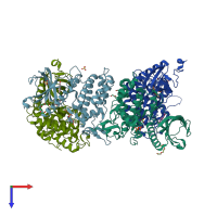 PDB entry 4yu2 coloured by chain, top view.