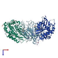 PDB entry 4yu9 coloured by chain, top view.