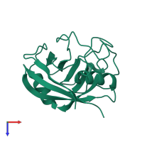 PDB entry 4yul coloured by chain, top view.