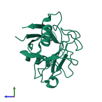 PDB entry 4yun coloured by chain, side view.