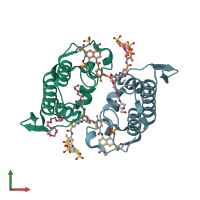 PDB entry 4yv5 coloured by chain, front view.