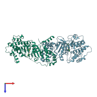 PDB entry 4yvc coloured by chain, top view.