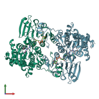 PDB entry 4yvf coloured by chain, front view.