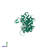 PDB entry 4yvh coloured by chain, side view.