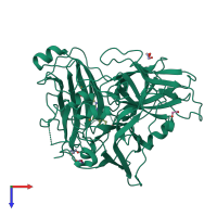 PDB entry 4yvn coloured by chain, top view.