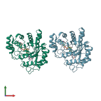 PDB entry 4yvp coloured by chain, front view.