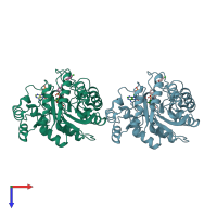 PDB entry 4yvp coloured by chain, top view.