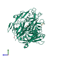 PDB entry 4yvu coloured by chain, side view.