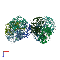 PDB entry 4ywe coloured by chain, top view.