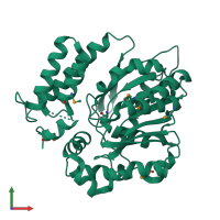 PDB entry 4ywf coloured by chain, front view.