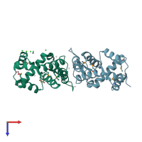 PDB entry 4ywq coloured by chain, top view.