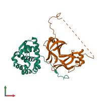PDB entry 4yxc coloured by chain, front view.