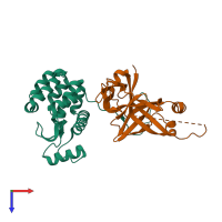 PDB entry 4yxc coloured by chain, top view.