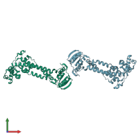 PDB entry 4yxj coloured by chain, front view.