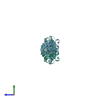 PDB entry 4yxj coloured by chain, side view.