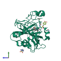 PDB entry 4yxo coloured by chain, side view.