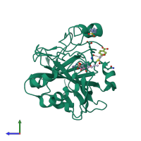 PDB entry 4yxu coloured by chain, side view.
