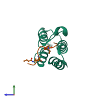 PDB entry 4yyd coloured by chain, side view.