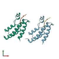 PDB entry 4yyh coloured by chain, front view.