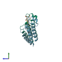 PDB entry 4yyh coloured by chain, side view.