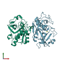 PDB entry 4yyq coloured by chain, front view.