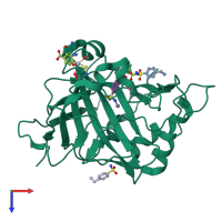 PDB entry 4yyt coloured by chain, top view.