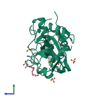 PDB entry 4yyv coloured by chain, side view.