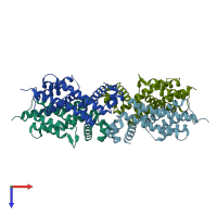 PDB entry 4yze coloured by chain, top view.