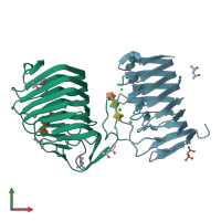 PDB entry 4yzx coloured by chain, front view.