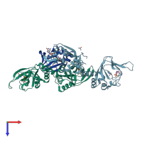 PDB entry 4z07 coloured by chain, top view.