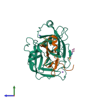 PDB entry 4z0k coloured by chain, side view.