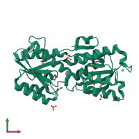 PDB entry 4z0n coloured by chain, front view.