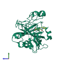 PDB entry 4z0q coloured by chain, side view.