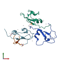 PDB entry 4z0r coloured by chain, front view.