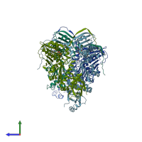 PDB entry 4z1i coloured by chain, side view.