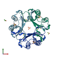 PDB entry 4z1t coloured by chain, front view.