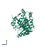 PDB entry 4z1v coloured by chain, side view.