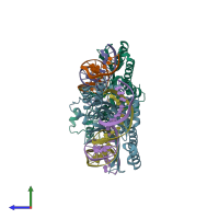 PDB entry 4z20 coloured by chain, side view.