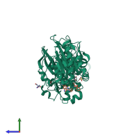 PDB entry 4z2b coloured by chain, side view.