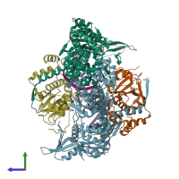 PDB entry 4z2c coloured by chain, side view.