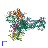 PDB entry 4z2e coloured by chain, top view.