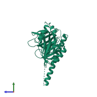 PDB entry 4z2n coloured by chain, side view.