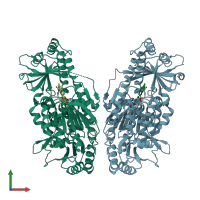 PDB entry 4z2t coloured by chain, front view.