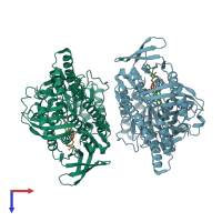 PDB entry 4z2t coloured by chain, top view.