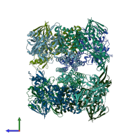 PDB entry 4z32 coloured by chain, side view.